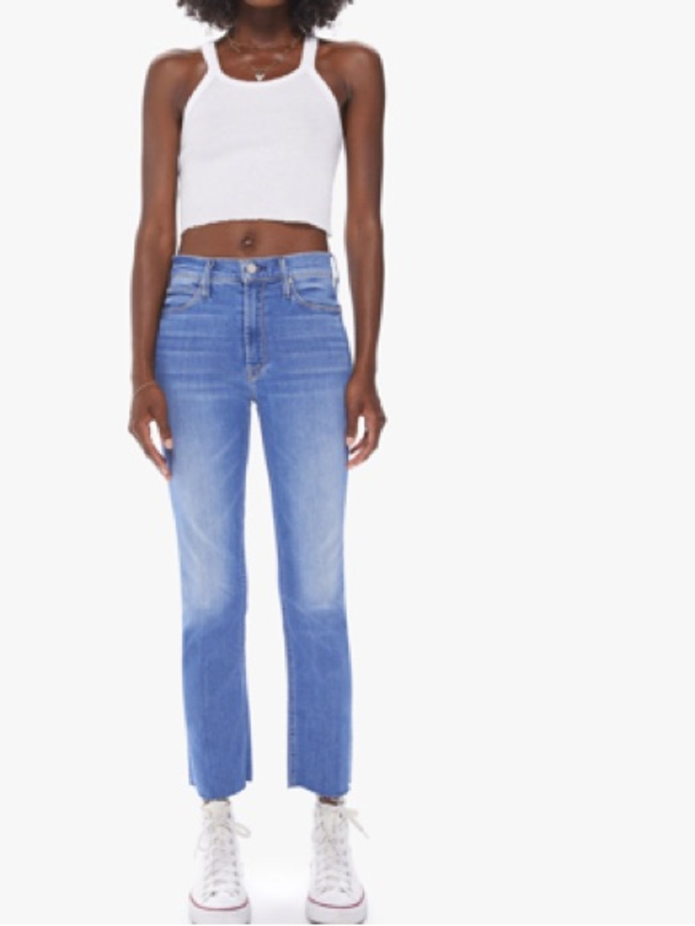 Mother • The Mid Rise Dazzler Ankle Fray Jean Birds of Paradise